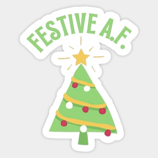 ‘Festive A.F.’Funny Christmas Tree Design Sticker